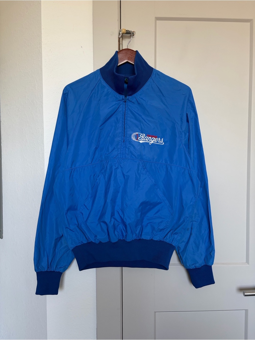 VINTAGE MLB TEXAS RANGERS BASEBALL WINDBREAKER BLUE MEN’S XL